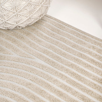 Sofia High-Low MidCentury Modern Arch Stripe Two-Tone Indoor/Outdoor Area Rug